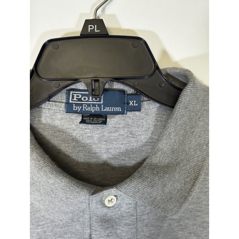 Polo Ralph Lauren Polo Shirt Mens Medium Gray Long Sleeve Cotton Blue Pony Logo - Picture 3 of 7
